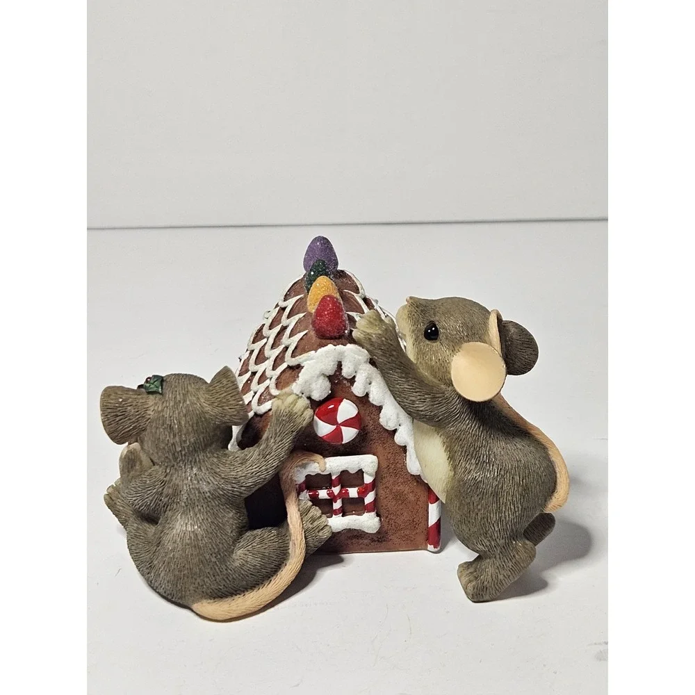 Fitz Floyd Charming Tails Home Sweet Home Mice Gingerbread House Figurine 98/290